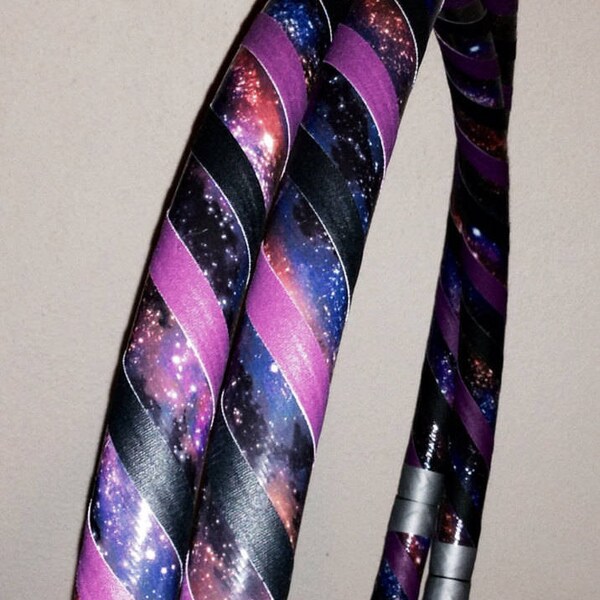 GalaXy Hula Hoop - Infinity Collapsible Hoop for Dance Fitness Fun - Purple & Black w Space Design - HDPE 100 or 125 PSI PE Beginner Adult