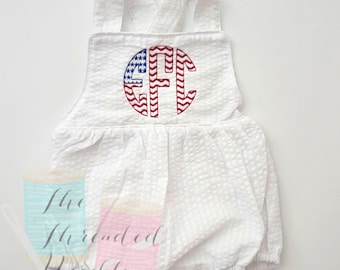 Patriotic Baby Bubble - Fourth of July Baby Outfit - 4th of July Monogram