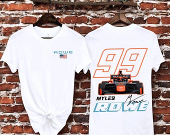 マイルズ・ロウ #99 レーシングシャツ、インディカーファンTシャツ、モータースポーツアパレル