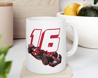 Charles Leclerc 16 Mug – Ferrari F1 Racing Car Ceramic Cup for Fans
