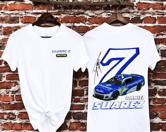 ダニエル・スアレス #7 レーシングシャツ、NASCARドライバーグラフィックTシャツ、レーシングファンTシャツスウェットシャツ、モータースポーツギフト