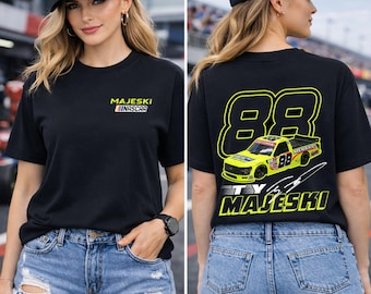 タイ・マジェスキー #88 レーシングシャツ、NASCARトラックシリーズTシャツ、モータースポーツTシャツ、スウェットシャツ、パーカーギフト