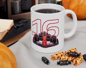 Charles Leclerc Number 16 Mug – Ferrari F1 Car Front View Cup