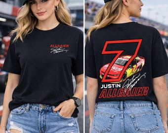 ジャスティン・アルガイアー #7 レーシングシャツ、NASCARドライバーTシャツ、モータースポーツTシャツ、スウェットシャツ、パーカーギフト