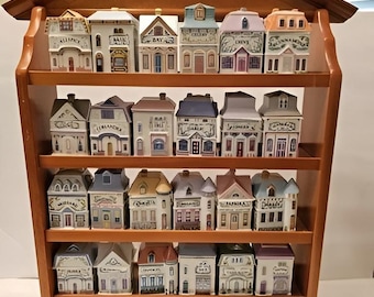 Vintage 1989 Lenox Spice Village – Complete 24 Jar Set with Original Rack – Rare Cottagecore Kitchen Collectible