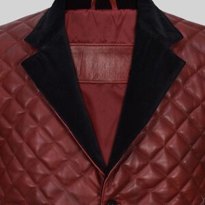 Handmade Men's Red Leather Blazer Coat,