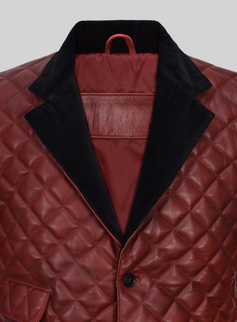 Handmade Men's Red Leather Blazer Coat,