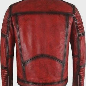 Men's Handmade Vintage Style Burgundy Red Leather Jacket