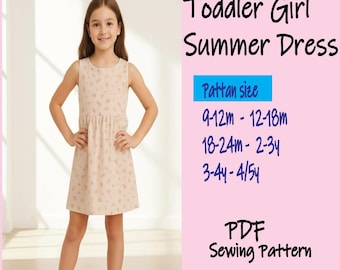 Kleinkind Mädchen Sommer Kleid Schnittmuster | A-Line Cotton ~ PDF Schnittmuster | Sofort Downloadbar