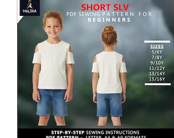 Girls Cold Shoulder Top Sewing Pattern – Sizes 5-16 (PDF Download A4/US Letter/A0)