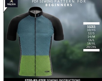 Men’s sport-fit cycling jersey / Downloadable PDF Sewing Pattern /A4 US Letter Printable / Instant Downloadable | Short Sleeve Active wear