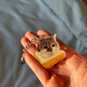 Suki Cat Toast Acrylic Charm Keychain zdjęcie 3