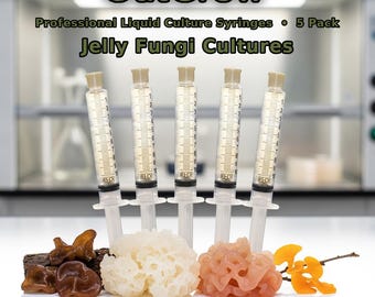 Jelly Fungi Liquid Culture Syringes 5 Pack | Wood Ear Tremella Auricularia Species