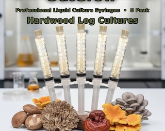 Hardwood Log Mushroom Liquid Culture Syringes 5 Pack | Shiitake Maitake Reishi Oyster