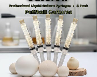 Puffball Mushroom Liquid Culture Syringes 5 Pack | Giant Brain Gem Studded Species