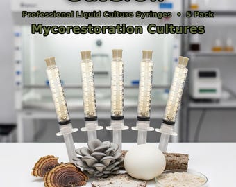 Mycorestoration Fungi Liquid Culture Syringes 5 Pack | Habitat Restoration Species Set