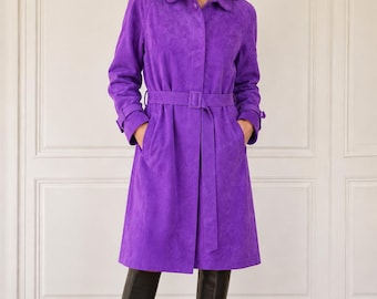 GORGEOUS ULTRA SUEDE Vintage Coat. Purple, Washable, Medium Trench