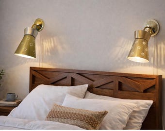 Gerald Thurston Lightolier Wall Sconce - Mid Century Modern Brass Plug-In Lamp