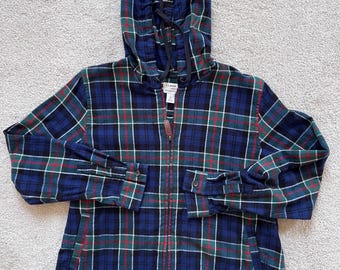 L.L. Bean Plaid Flannel Hooded Jacket - Men’s Medium, Never Worn