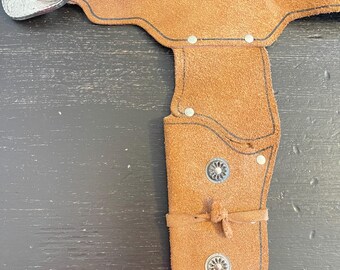 GENUINE LEATHER HOLSTER 1950's 60's Child’s Toy Double Play Vintage  Western Cowboys Toy