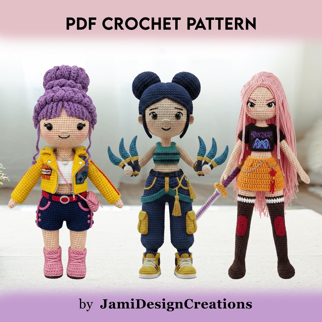 Huntrix Amigurumi Crochet Doll Pattern Bundle With Removeable Clothes ...