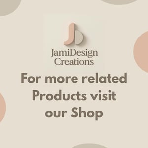 Pode incluir: Gr&aacute;fico com o texto "JamiDesign Creations" e a frase "For more related Products visit our Shop". O logotipo &eacute; um "J" e "D" estilizados em p&ecirc;ssego e branco.