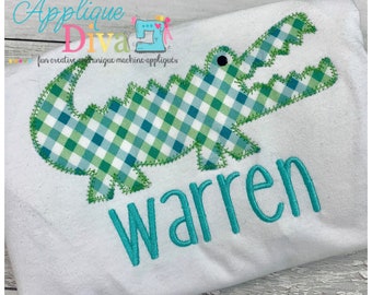 Alligator Zigzag  Stitch Summer Digital Embroidery Design Machine Applique