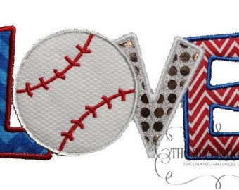 Summer Baseball / Softball Love Digital Embroidery Design Machine Applique