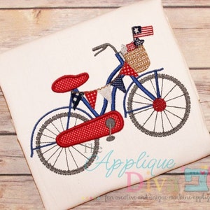 4th of July Bike USA Digital Embroidery Design Machine Applique