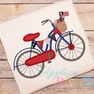 4th of July Bike USA Digital Embroidery Design Machine Applique image 1