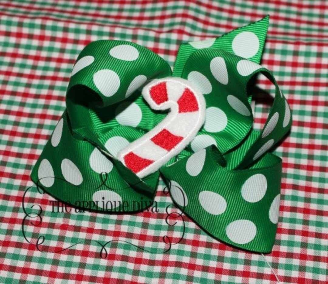 Christmas Candy Cane Digital Hair Bow Center Embroidery Design Machine ...