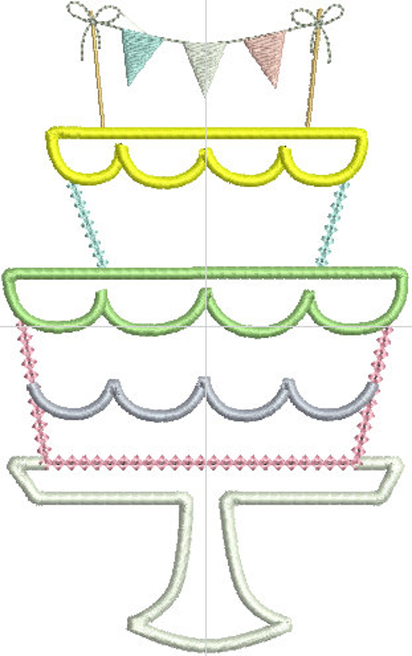 Birthday Cake Digital Embroidery Design Machine Applique Etsy