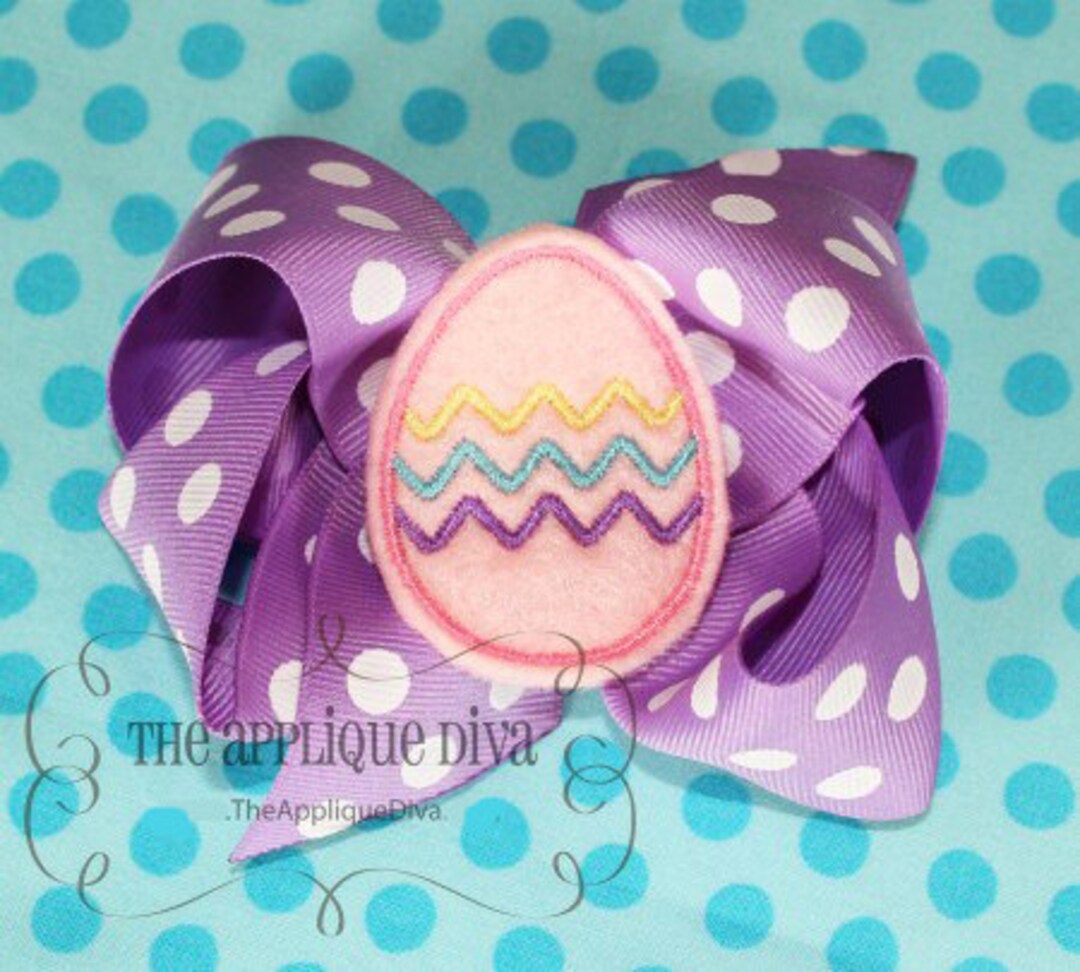 Easter Egg Hair Bow Center Embroidery Design Machine Applique - Etsy