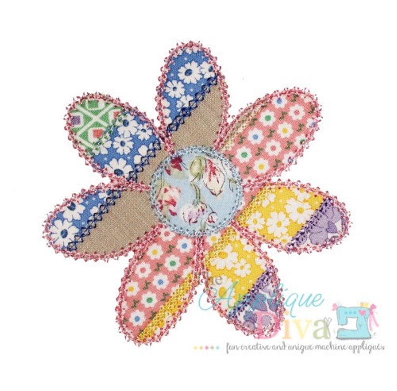 Spring Shabby Patchwork Flower Digital Embroidery Design Etsy