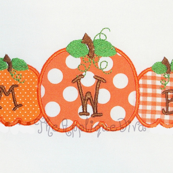 3 Pumpkins Fall Digital Embroidery Design Machine Applique