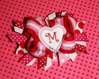 Valentine Heart Hair Bow Center Embroidery Design Machine Applique