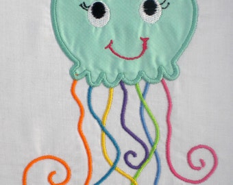 Summer Girl Jellyfish Embroidery Design Machine Applique