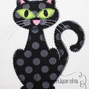 Halloween Black Cat Digital Embroidery Design Machine Applique