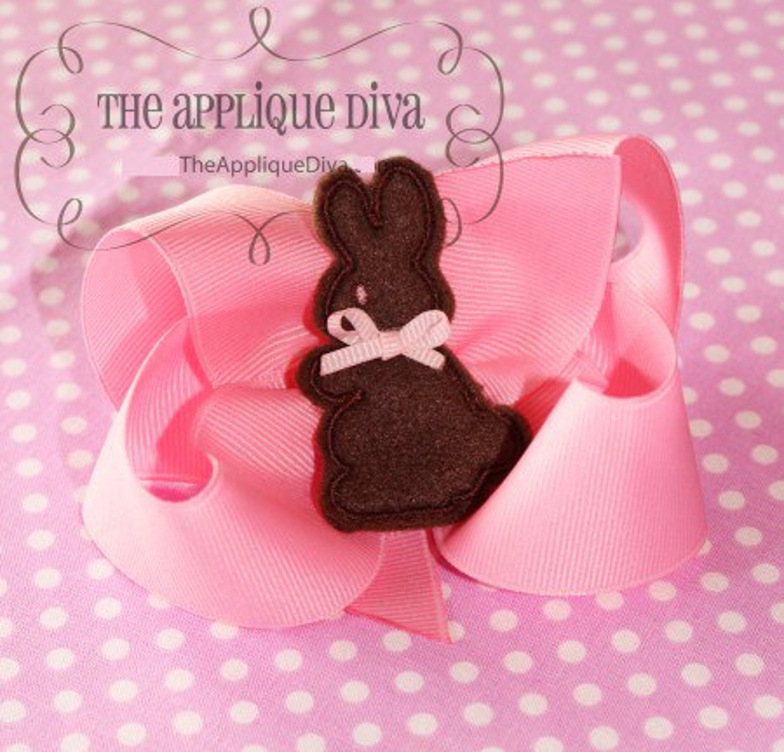Easter Chocolate Bunny Hair Bow Center Embroidery Design Etsy