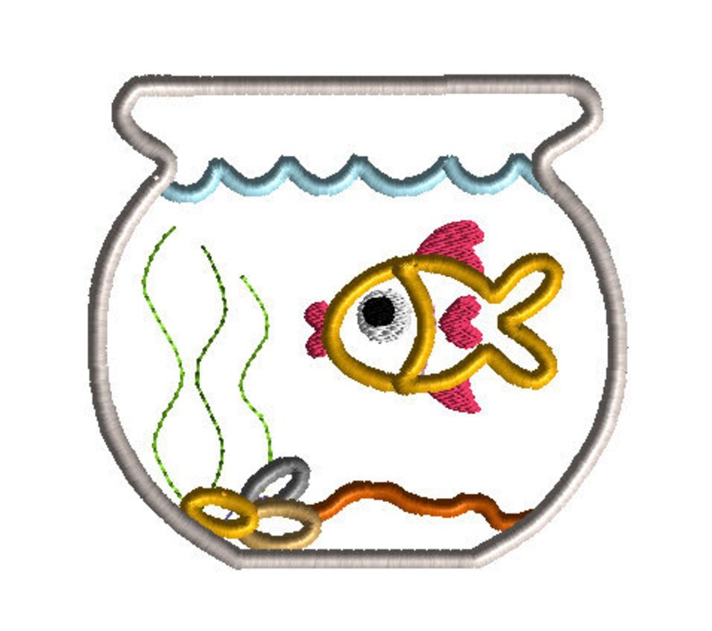 Fish Bowl Embroidery Design Machine Applique - Etsy