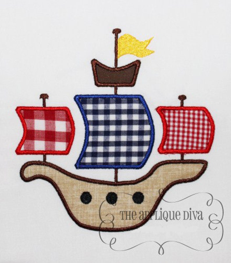 Pirate ship embroidery design machine applique  etsy Pirate ship embroidery design machine applique  etsy