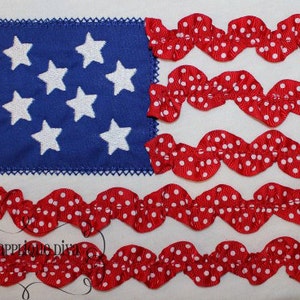 4th of july 3d ribbon flag embroidery design machine applique  etsy