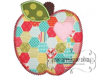 Back to School  Shabby Apple Embroidery Design Machine Applique
