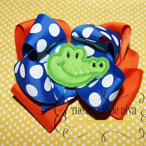Alligator Hair Bow Center Embroidery Design Machine Applique