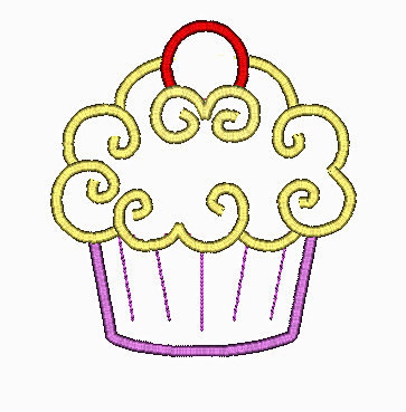 Fancy Cupcake Embroidery Design Machine Applique 画像 2