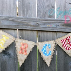 Big Top Pennant Font Bunting Banner Digital Embroidery Design Machine Applique