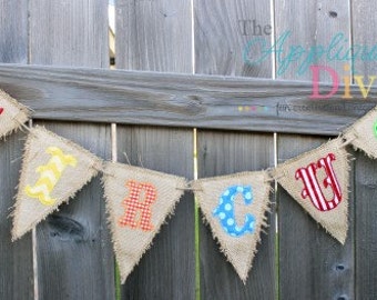 Big Top Pennant Font Bunting Banner Digital Embroidery Design Machine Applique