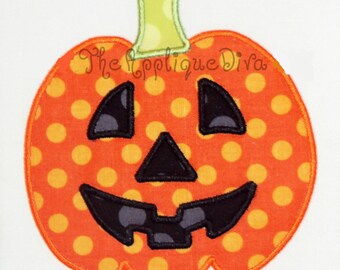 Halloween Pumpkin with Face Embroidery Design Machine Applique