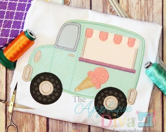 Summer Ice Cream Truck Digital Embroidery Design Machine Applique