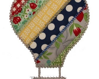 Spring Summer Shabby Patchwork Hot Air Balloon Digital Embroidery Design Machine Applique